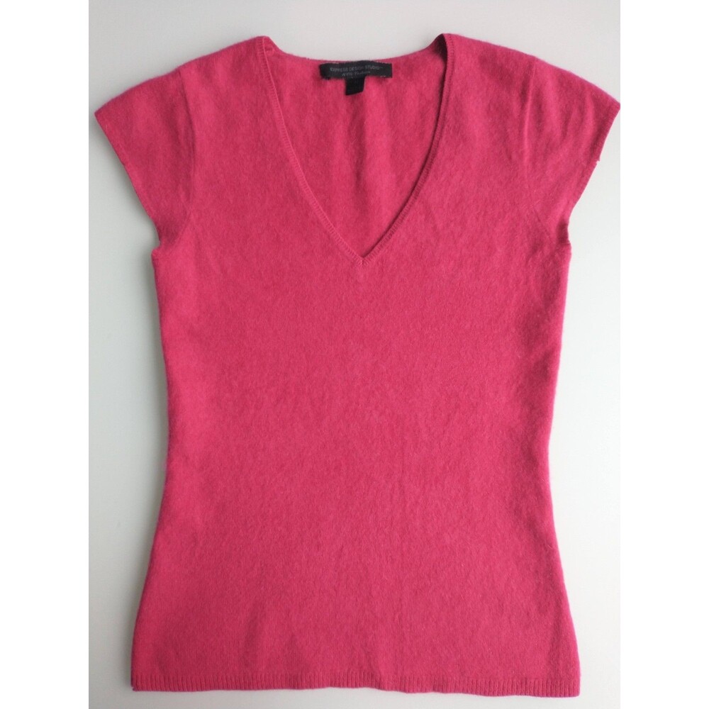 Express Design Studio Cashmere Sweater Womens M Berry Pink Red Office Siren Y2K